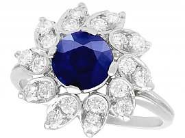 1.94ct Sapphire and 0.87ct Diamond, Platinum Dress Ring - Vintage Circa 1970