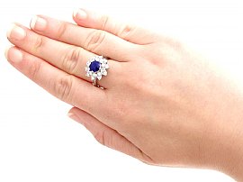 Sapphire and Diamond Cluster Ring