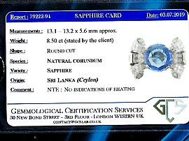 Blue sapphire ring grading card 