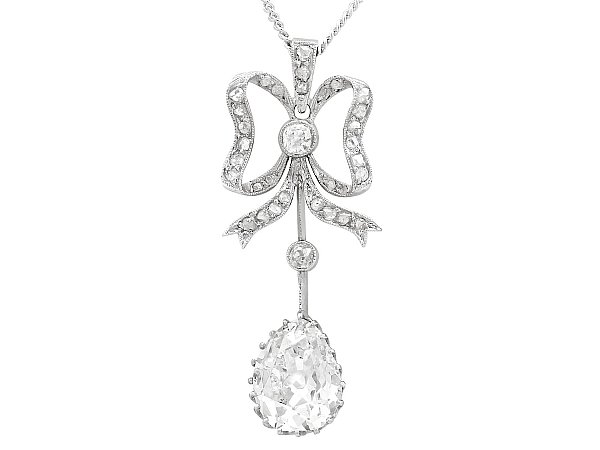platinum pear cut diamond pendant
