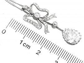 size of platinum pear cut diamond pendant 