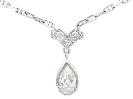 0.68ct Diamond and 9ct White Gold Necklace - Antique Circa 1930