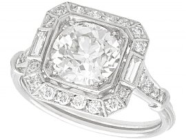 2.89ct Diamond and Platinum Engagement Ring - Art Deco Style - Antique and Contemporary