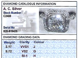 Antique Diamond Platinum Engagement Ring Card