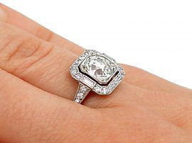 Antique Diamond Platinum Engagement Ring Wearing Hand