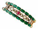 2.86ct Diamond and Synthetic Ruby, Enamel and 18ct Yellow Gold Bangle - Antique Russian Circa 1880