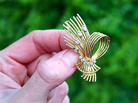 Vintage Gold and Diamond Brooch Outside