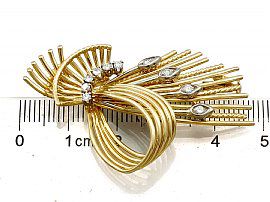 Vintage Yellow Gold and Diamond Brooch Ruler