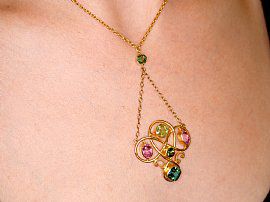 Victorian Gemstone Necklace Wearing Neck