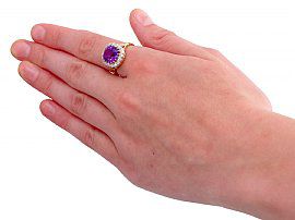 Antique Amethyst Engagement Ring Gold Wearing