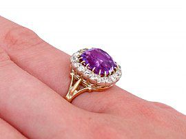 Antique Amethyst Engagement Ring Gold Wearing Hand