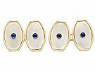 0.12ct Sapphire and Mother of Pearl, 14ct Yellow Gold Cufflinks - Antique Circa 1920