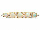 2.78ct Opal and 0.32ct Diamond, 15ct Yellow Gold Bar Brooch - Antique Victorian