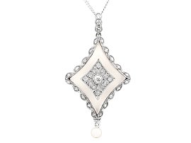 0.32ct Diamond and Pearl, Rock Crystal and 9ct White Gold Pendant - Antique Circa 1910