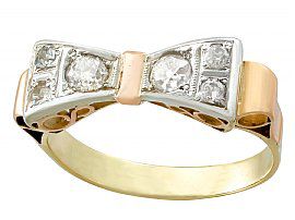 0.42ct Diamond and 14ct Yellow and Rose Gold Dress Ring - Antique Dutch Circa 1925