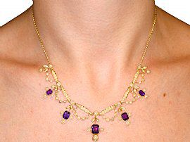 Edwardian Amethyst Necklace Wearing