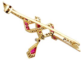 Antique Gold Victorian Ruby Brooch