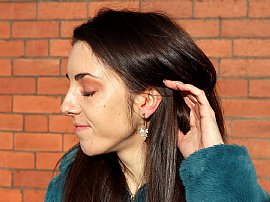 antique pearl grape earrings wearing