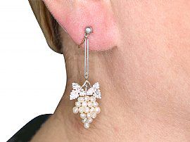 antique pearl grape earrings wearing