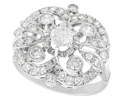 1.68ct Diamond and 15ct White Gold Cluster Ring - Antique Circa 1930