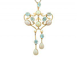 Antique Opal Pendant with Aquamarines