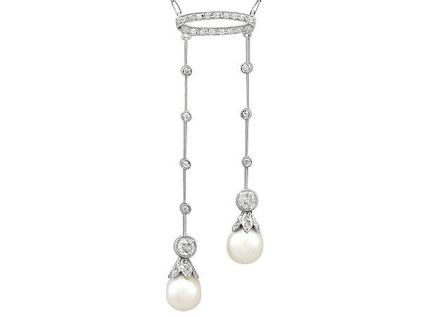 Antique Pearl Drop Necklace in Platinum