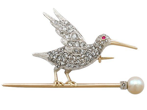 1900s diamond bird brooch