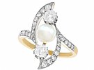 Pearl and 1.14ct Diamond, 18ct Yellow Gold and Platinum Set Dress Ring - Art Nouveau - Antique French Circa 1910