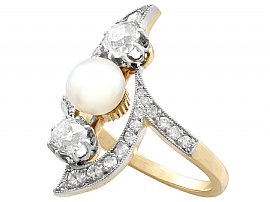 Art Nouveau Pearl and Diamond Ring 