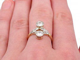 Antique Diamond Dress Ring Yellow Gold Wearing Finger