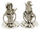 Sterling Silver 'Punch and Judy' Card/Menu Holders - Antique George V (1910)