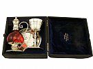 Sterling Silver Gilt and Cranberry Glass Communion Set - Antique Victorian (1877)