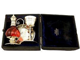 Sterling Silver Gilt and Cranberry Glass Communion Set - Antique Victorian (1877)