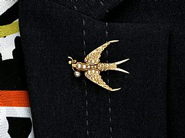Antique Seed Pearl Bird Brooch Wearing