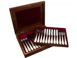 Antique Silver Mother of Pearl Dessert Cutlery Set 