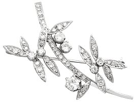 2.71ct Diamond and 18ct White Gold Floral Brooch - Vintage Circa 1950