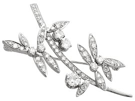 Vintage Diamond Floral Brooch in White Gold