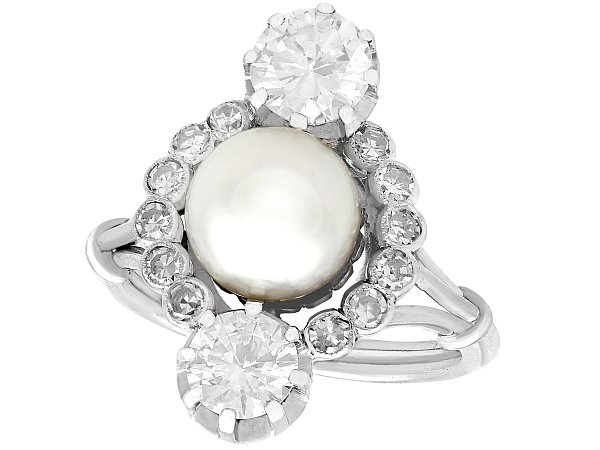 large antique pearl and diamond ring