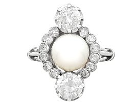 1930s antique pearl and diamond ring