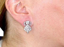 1930s Art Deco Diamond Earrings Wearing