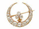 2.13ct Diamond and 18ct Yellow Gold Crescent Brooch - Antique Circa 1890