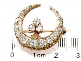 size of Antique Diamond Crescent Brooch