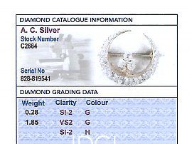 Antique Diamond Crescent Brooch grading card