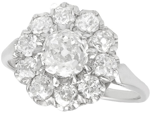Platinum Cluster Diamond Engagement Ring