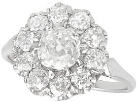 1.43ct Diamond and Platinum Cluster Ring - Antique and Contemporary