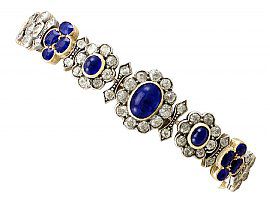 10.20ct Sapphire and 7.15ct Diamond, 18ct Yellow Gold Bracelet - Antique French Circa 1910