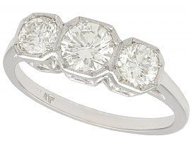 1.49ct Diamond and Platinum Trilogy Ring - Vintage Circa 1940