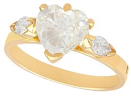 1.32ct Diamond and 18ct Yellow Gold Engagement Ring - Vintage French Circa 1990