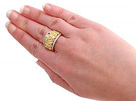 wearing Vintage Yellow Gold Floral Ring