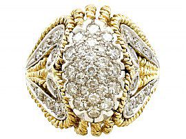 Unusal Vintage Diamond and Gold Cocktail Ring 